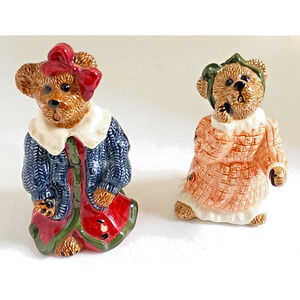 Salt Pepper Shakers-Bearwear Pottery-Louella & Hedda-Authentic-Figural-Number